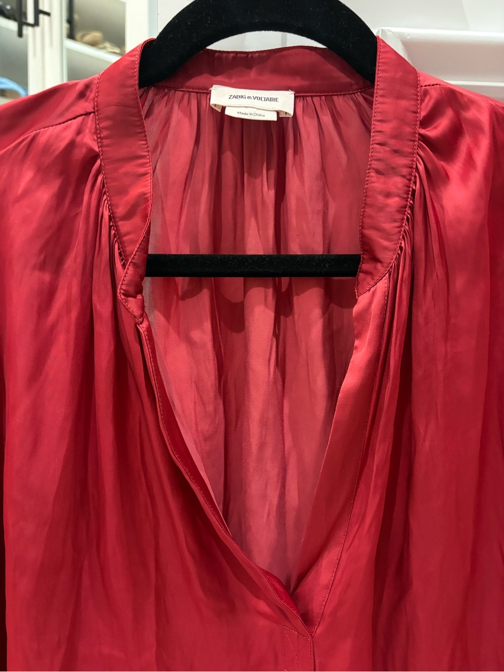 Women’s Zadig & Voltaire burgundy silk blouse size XS - Picture 5 of 6